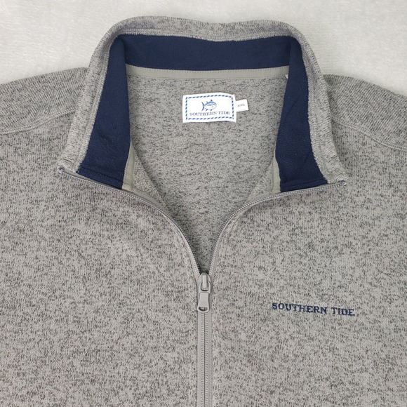 Southern Tide Samson Peak Mens Gray 1/4 Zip Pullover Fleece Sweater XXL 2XL Big - Picture 2 of 12